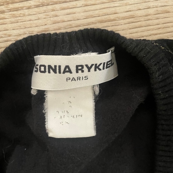 SONIA RYKIEL PARIS VELOUR LONG SLEEVE BLK TOP GOLD STRIPE MEDIUM - Picture 3 of 3